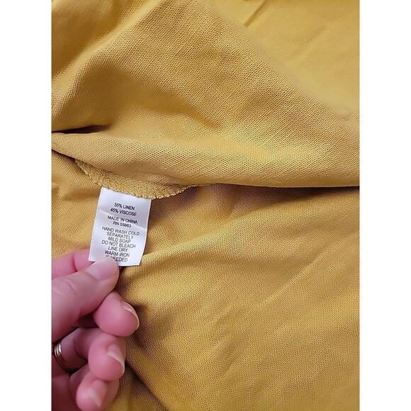 Cynthia Rowley Linen Blend Size Large Mustard Sleeveless Dress - Picture 5 of 8